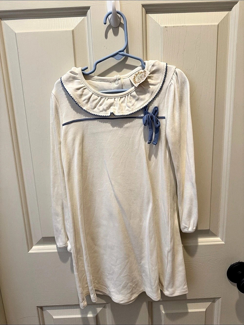 Beaufort Bonnet Kids White & Blue Collared Dress